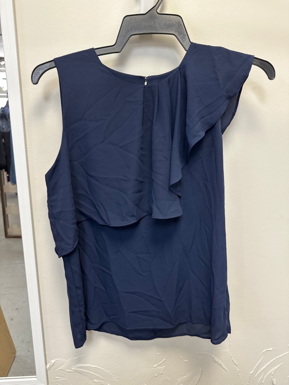 Tahari Navy One-Shoulder Ruffle Camisole